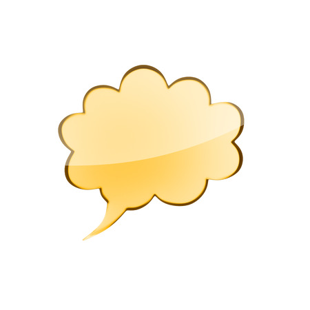 gold glossy speech bubble, 3d renderの写真素材