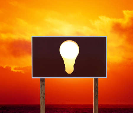poster with lamp on sky backgroundの写真素材