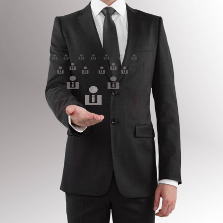 young businessman showing  social media pyramidの写真素材