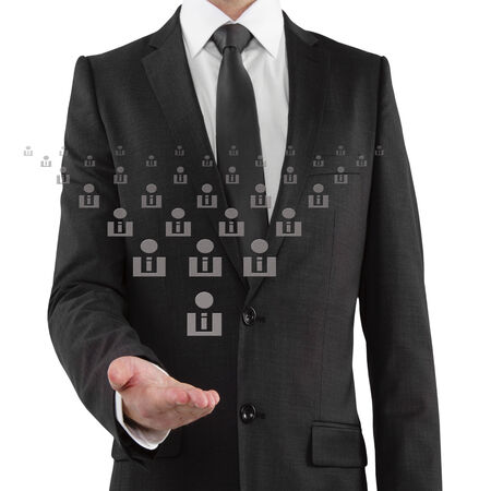 businessman showing  social media conceptの写真素材