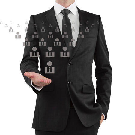 young businessman showing  social media pyramidの写真素材