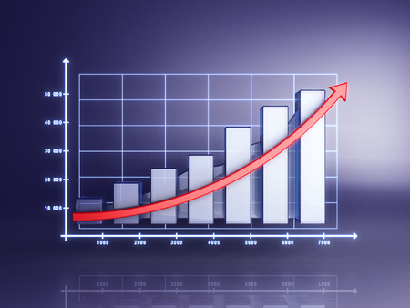 Abstract 3D statistics, business profit on a blue background