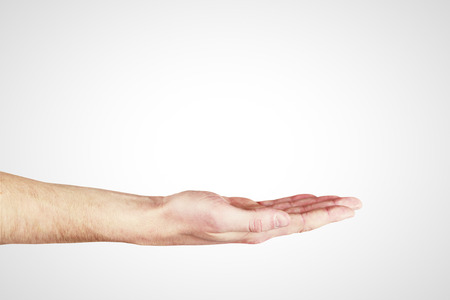 Man hand sign isolated on white backgroundの写真素材