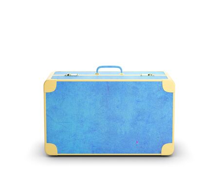 blue suitcase isolated on a white backgroundの写真素材