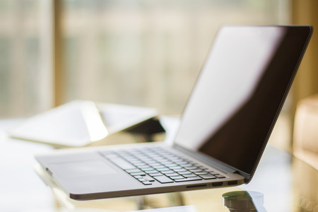 Modern laptop at home, shallow depth of field