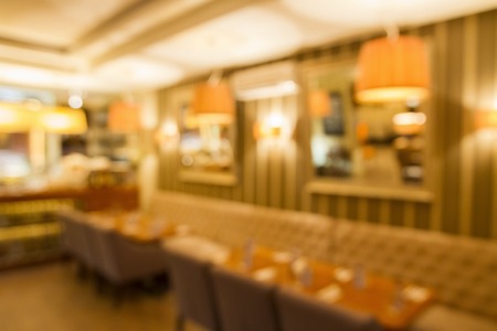 modern restaurant interior in blur, close upの写真素材