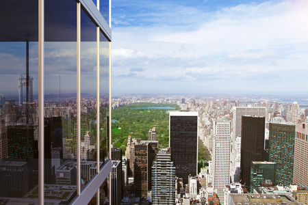 Modern office building and view to city