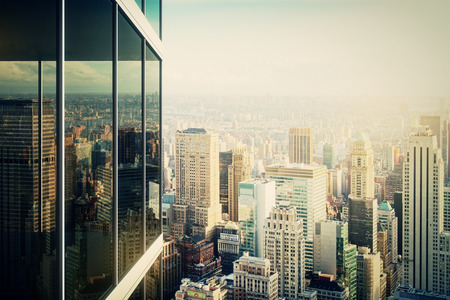 Modern office building and view to cityの写真素材
