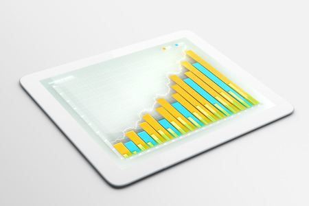 Digital tablet with business graphの写真素材