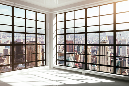 empty white modern interiorの写真素材