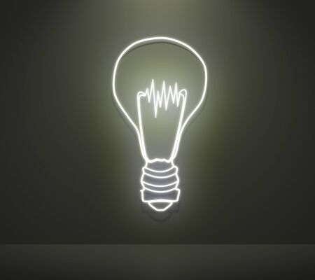 Lightbulb concept idea in the interiorの写真素材