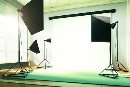 Interior empty sunny photo studio