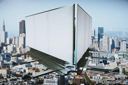 Blank billboards at city view backgound, mock upの写真素材