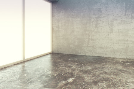 Empty loft style room with concrete floor and wall