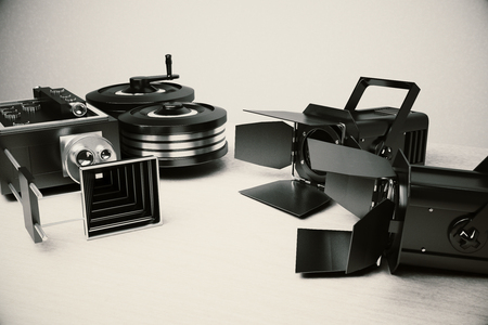 Movie camera and vintage film toolsの写真素材