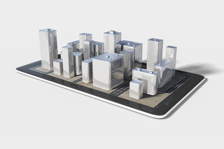 Plan of the urban area in the cell phoneの写真素材