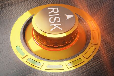 Risk control concept with buttom in wooden table