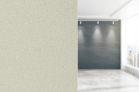 Blank green wall in interior filled with daylight. Mock up, 3D Renderingの写真素材