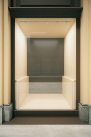 Shop exterior design with small empty showcase. Mock up, 3D Renderingの写真素材