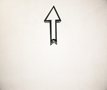 Guidance concept with arrow sketch showing direction on light background. Mock up