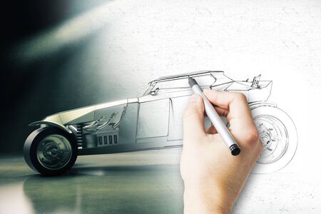 Hand finishing car project. 3D Renderingの写真素材