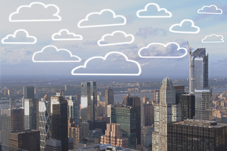 Cityscape with cloud icons