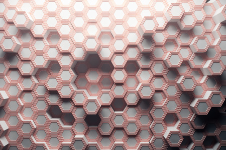 Creative pink honeycomb pattern. Background or wallpaper. 3D Rendering