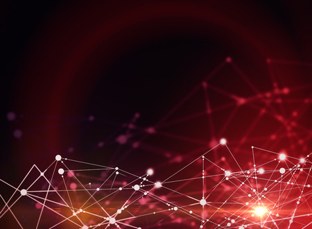 Abstract connections on red background. Tech conceptの写真素材