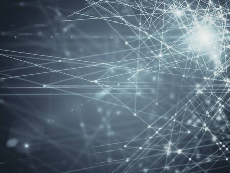 Abstract connected dots on bright grey background. Technology conceptの写真素材