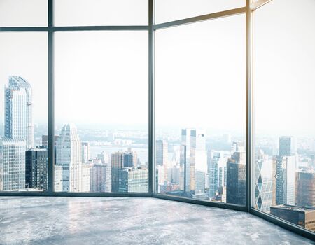 interior with city view. Success concept. Side view, 3D Renderingの写真素材