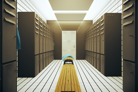 Dark gym changing room interior. 3D Renderingの写真素材