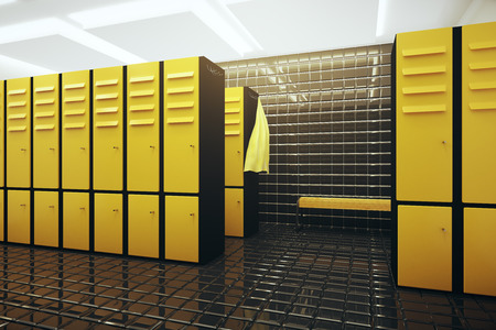 Bright gym changing room interior. 3D Renderingの写真素材