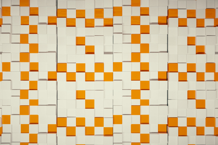 Abstract orange and white cubes background. 3D Renderingの写真素材