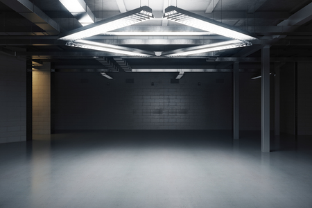 Empty dark grungy interior. 3D Renderingの写真素材
