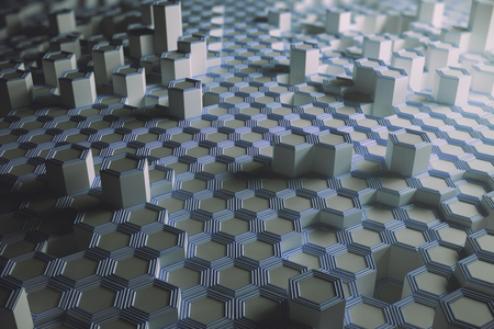 Blue hexagonal background. Technology concept. 3D Renderingの写真素材