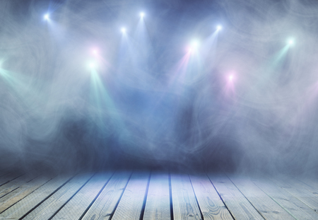 Abstract grey stage with smoke and spot lights. Presentation conceptの写真素材