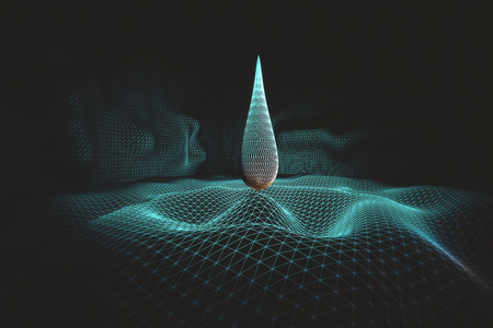 Abstract blue polygonal flame on dark background. Art, technology and innovation concept. 3D Renderingの写真素材