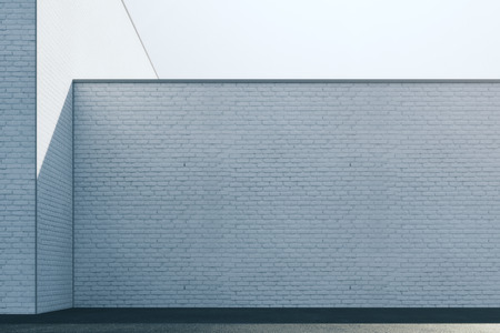 Empty abstract white brick exterior wall with sunlight and copy space. Mock up, 3D Rendering