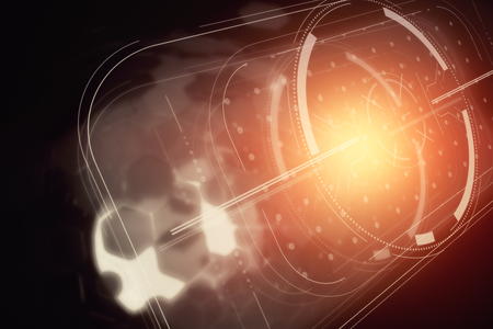 Sepia digital button background. Technology and hud concept. 3D Renderingの写真素材