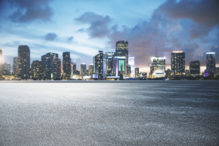 Abstract asphalt and city skyline textureの写真素材