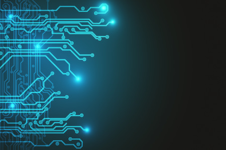 Creative glowing circuit wallpaper. Technology and innovation concept. 3D Rendering の写真素材
