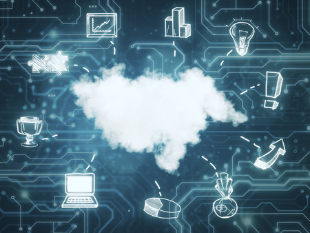 Creative digital cloud computing background. Technology and innovation concept 