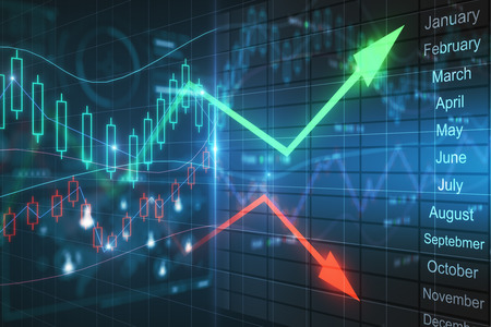 Creative forex chart background. Finance and investment concept. 3D Rendering の写真素材