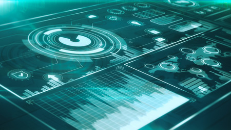 futuristic user interface HUD and infographic elements at green background