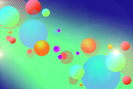 Creative digital backdrop with colorful circles. 3D Renderingの写真素材