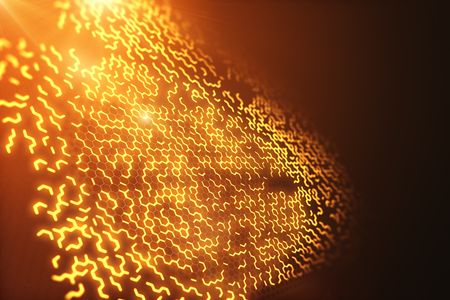 Creative digital honeycomb wallpaper. Technology and blockchain concept. 3D Renderingの写真素材