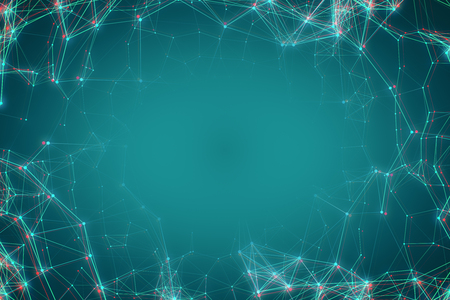 Creative blue polygonal backdrop. Technology concept. 3D Renderingの写真素材