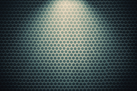 Creative metal hexagon background with spotlight. 3D Renderingの写真素材