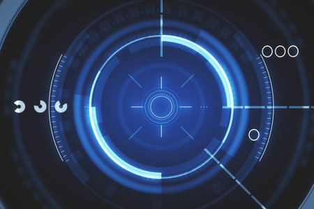 Creative round digital button. Future and hud concept. 3D Renderingの写真素材