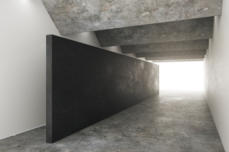 Light concrete interior with copy space on wall and creative lighting. Design concept. Mock up, 3D Renderingの写真素材